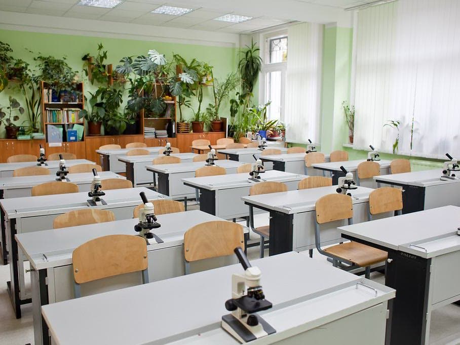 A Senior School science classroom set up for a practical lesson