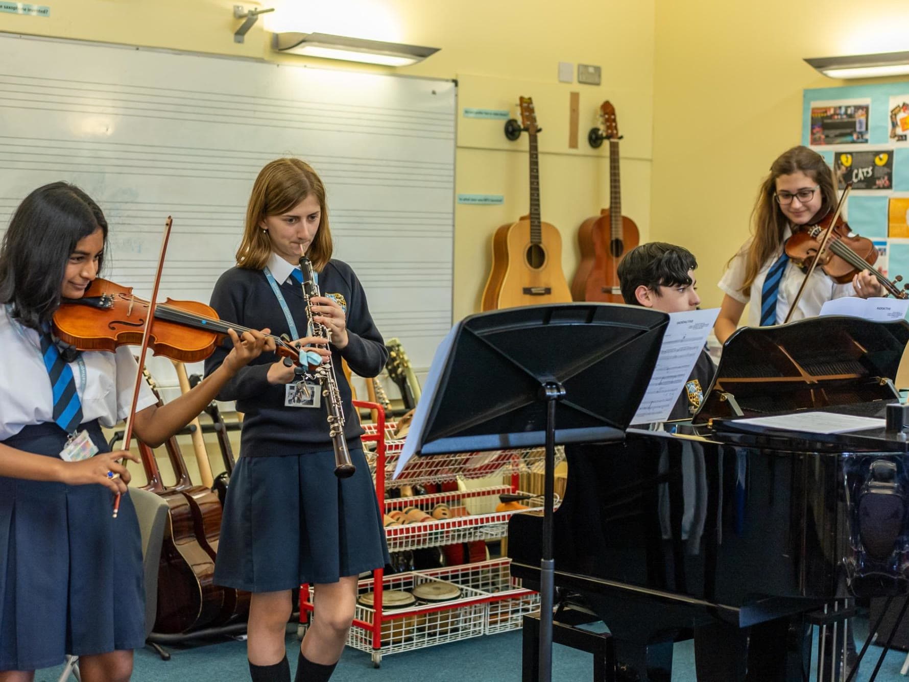 Senior School students rehearsing music together