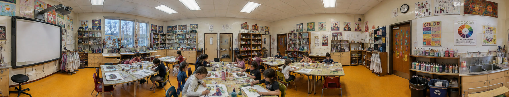 Panoramic view of a Northwood Junior art classroom